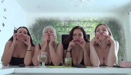 FACE STRETCHING AND BIG FISH LIPS of four beautiful ladies sa F