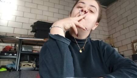 Pawg Girl Smoking slim cigarette -