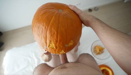 stepsister didn't expect the Halloween pumpkin game to go wrong