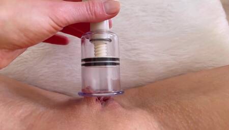 Pumped Swollen Clit Rubbing Orgasm. Girl Pumped Her Pink Pussy and Played with Her Until Orgasm