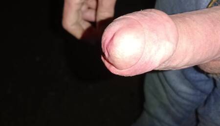 Night Time Cruising, Big Uncut Cock Wanking and Cumming in the Woods - Rockard Daddy