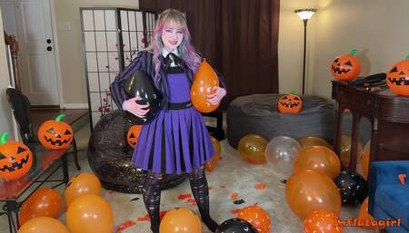 Enid Wolfs Out And Nail Pops Halloween Balloons - Balloon Pop Fetish - Balloon Mass-Pop - Nail Pop - Inflatagirl