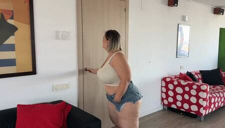 Humping Mia's perfect ass in short shorts