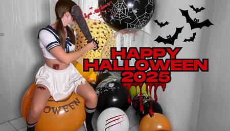 evil schoolgirl destroys your balloons