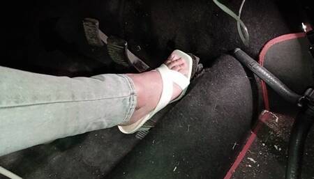 Pedal pumping tease in white high heels