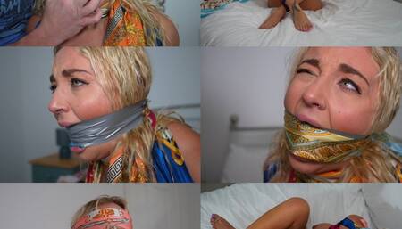 Zoey ziptie, scarf bound, gagged & hooded (wmv)