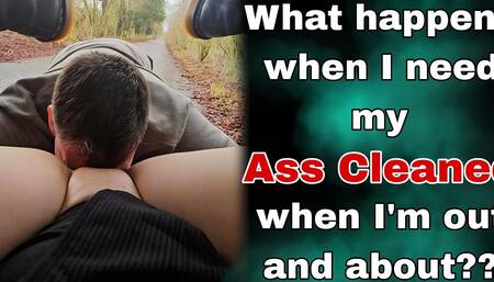 Slave Cleaning My Ass Outdoors