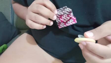 Fat mom inserts a cucumber into her chubby pussy