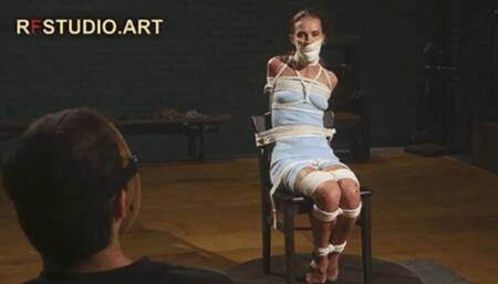 Venera - Chair Bondage on the Turntable, Stuffed Mouth with Microfoam Tape Gag (UHD 4K MP4)