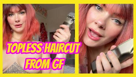 Topless Haircut Control Girlfriend Shaves Your Head While Riding You