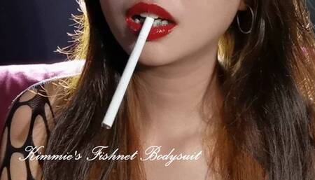 "Kimmie's Sensual smoking in fishnet bodysuit"