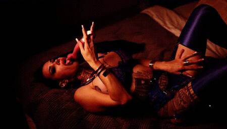 Sexy royal blue lingerie with dildo