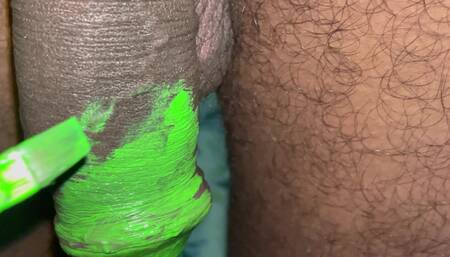 Indian Desi Boy Big green colour cock
