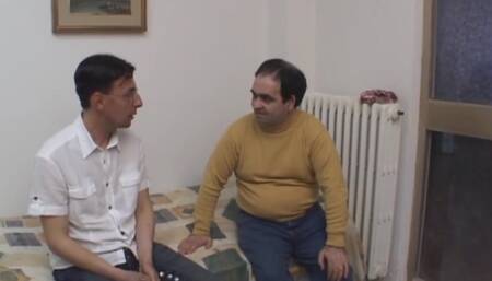 The cute neighbor is targeted by two dirty pigs