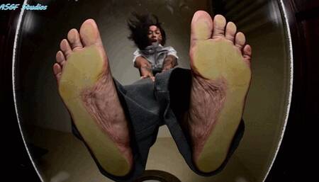 GIANTESS SITTER! Shrinks you even smaller! Now you're micro and under her SWEATY FEET! - MP4