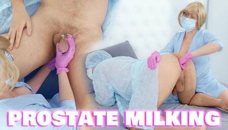 Prostate Exam Escalation: Gloved Finger Milking to Uncontrolled Cum Flood on Pink Latex