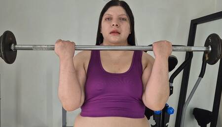 Weightlifting bicep curl sweating