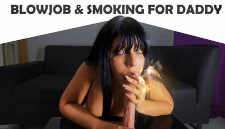 Daddy's Little Slut Smokes & Sucks Your Throbbing Cock - POV Deepthroat Blowjob with Cum in Mouth & Smoke Clouds (Messy Smoking Fetish)