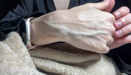 Caressing veiny hands