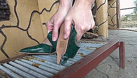 shoes in a metal trap m