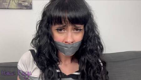 Schoolgirl tied up and gagged in bondage with breathplay!