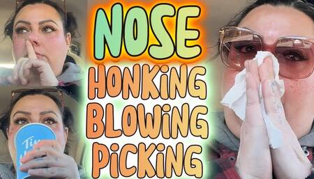 Messy Nose Blowing Drive: Hard Blows, Tissue Stuffing, Sneezes & Booger Picking on the Road