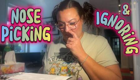 Nose-Picking Secretary Ignores You – Close-Up Nostril Play