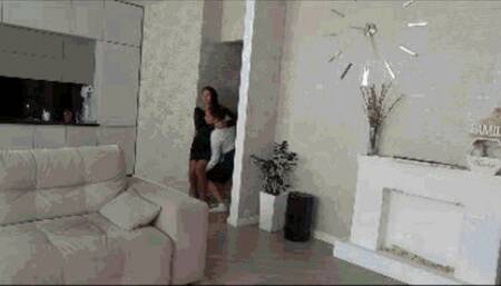 LORY the Boss makes the maid carry LorY in her arms like in a cradle d