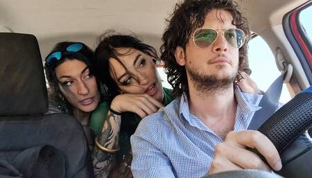 I picked up two lesbian hitchhikers. They were both a handful but at least they tasted my cock - DOUBLE BLOWJOB - STANDING  FUCK