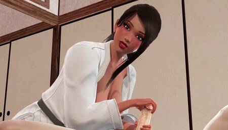 Hot Trainer Jamila In Tatami Room 3D Hentai - Dick Glans Caresses, Titjob Teasing for Big Dick, Deepthroat Mouth Fuck Cumshot