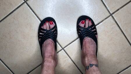 Toe Wiggling In Black Okabashi Sandals