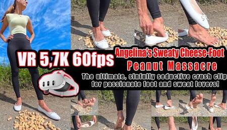 VR 3D 5,7K 180 60 fps | Angelina's Sweaty Cheese-Foot-Peanut crushing– Dripping, Stinky, Powder-Fat! VR 8K & 4K – The ultimate, sinfully seductive crush clip for passionate foot and sweat lovers!