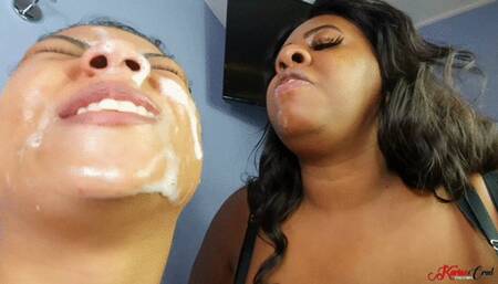 SLAVE RECEIVES SALIVA FROM HER MISTRESS - BY THAMY BBW - CLIP 5 - KC PRODUCTIONS!!!