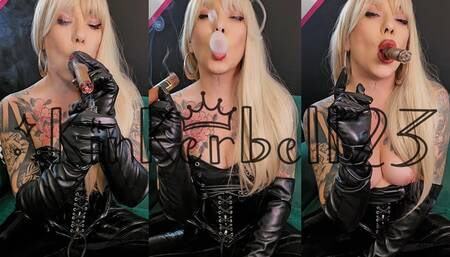 JOI with a cigar! Your smoking leather Goddess wants to treat you - Kinkerbell23
