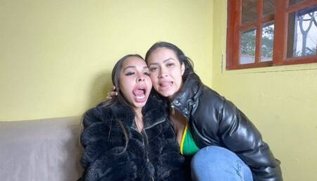 Asian and Latina brunette exchanging licks on each other's faces with great lust Part 1 By Kiara Nissei and Bella Cruel Cam Full HD