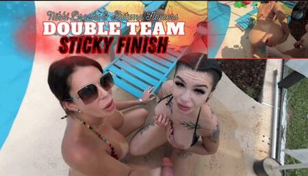 Poolside Blow & Shower: Autumn Flowers, Nikki Brooks & Neighbor (HD 1080p MP4)