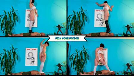 Pick Your Pain - Goddess Rapture Allows Her Slave To See If Her Trampling Is More Painful In Her Wedge & Thigh High Boots or Her Knee Socks - A Painful Foot Domination Experience - UltraHD (WMV)