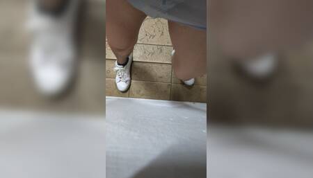 Bouncing my dick and balls in some random panty at the corridor.