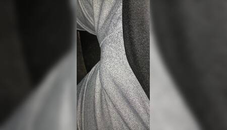 Getting harder for you in grey shorts as my cock throbs eagerly