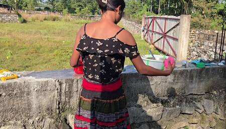 Bathing porn video with my wife white bra pink panty