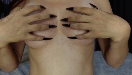 Long nails tist and nipples scratching play (small4phone)