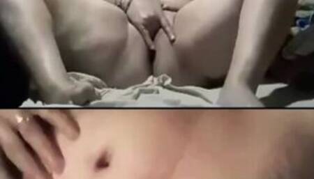 Latin big thighs & pussy on video call with young guy