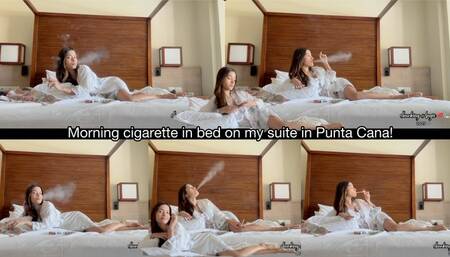 Morning cigarette in bed on my suite in Punta Cana!