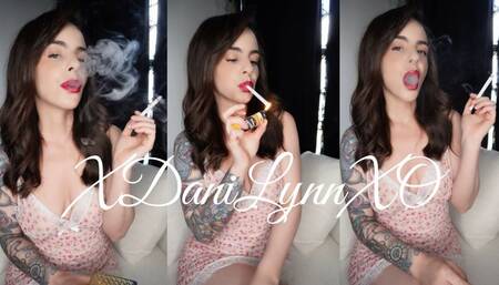 Smoking Cigarette in Sexy Dress