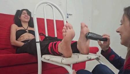 Ticklish Nathy - FOOT TICKLED - 4K