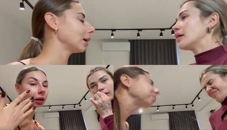 Alina and Nastya are trying to spray each other with sneezes (custom video)