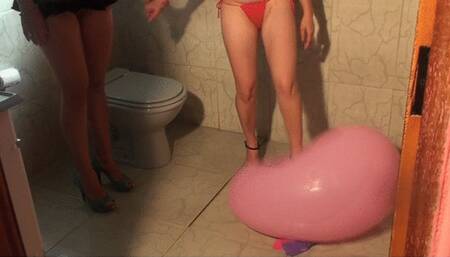 Carla and Lee love balloon games, farting, licking, and pissing on the balloons. Part 7