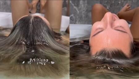 Parting the hair and dipping the head in the water (custom video) new