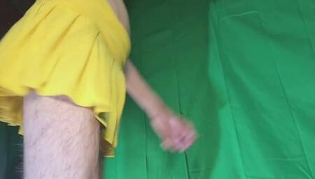 Yellow Skirt with Vote Panties Try On