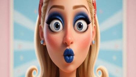 BIG EYES MESMERIZE AND POUTY BLUE LIPSTICK KISSES